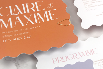 Mise en page typographique de faire-part de mariage sur mesure